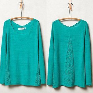 ANTHROPOLOGIE Godet Swing Sweater Top Green